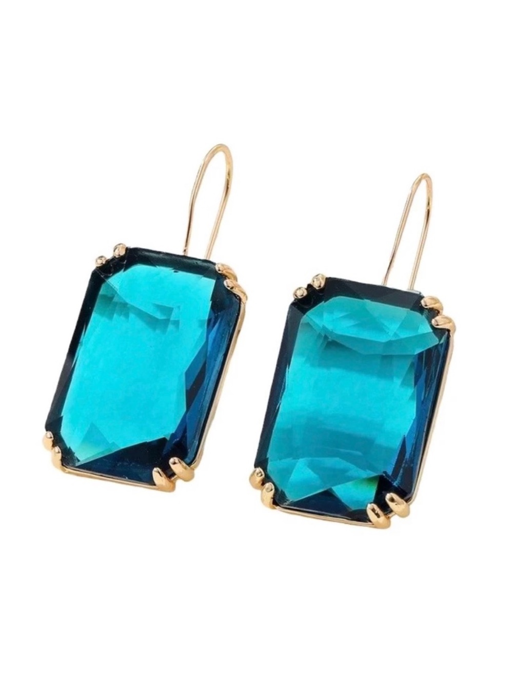 🍋2/$30 New Teal Faceted Rectangle Drop Earrings